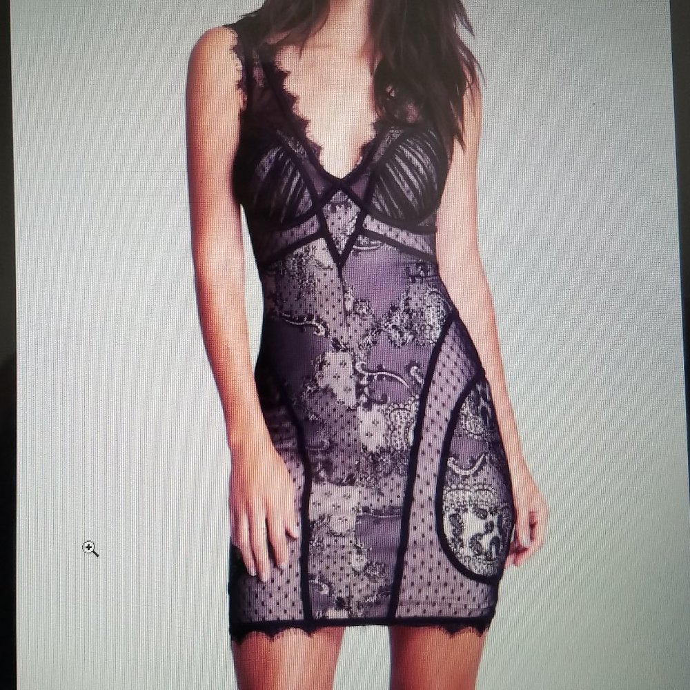 Black Nude Illusion Padded Mini Dress